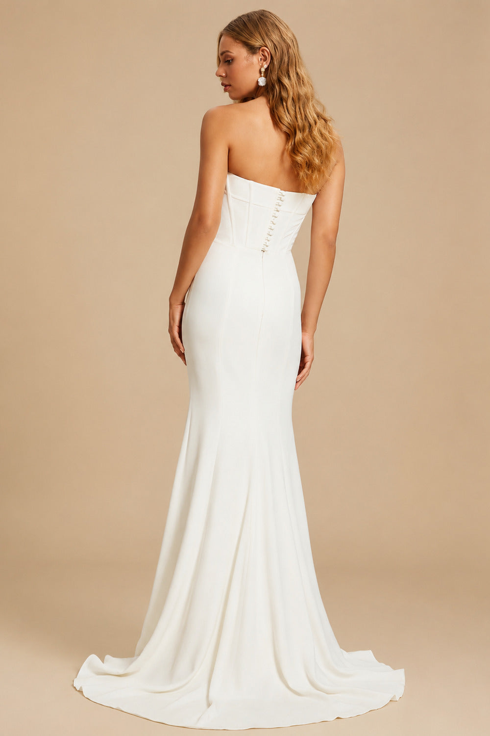 Rutipo Ivory Corset Strapless Mermaid Wedding Dresses