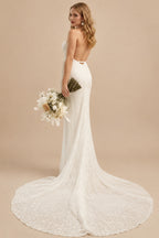 Rutipo Ivory Sexy Sparkly Backless Mermaid Wedding Dresses