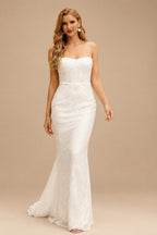 Rutipo Ivory Sexy Sparkly Backless Mermaid Wedding Dresses