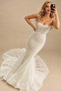Rutipo Ivory Sparkly Corset Mermaid Sex Wedding Dresses