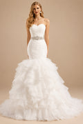 Rutipo Ivory Classic Luxury Mermaid Strapless Wedding Dresses