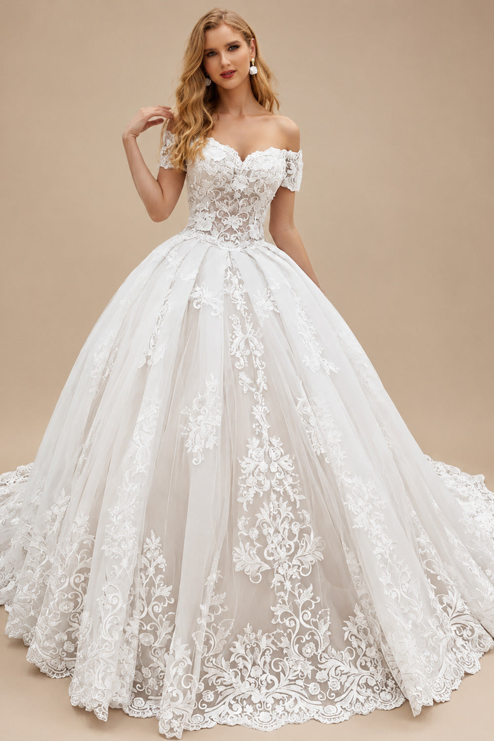Rutipo As Picture Classic Off-The-Shoulder Ball-Gown Lace Wedding Dresses
