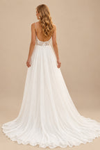 Rutipo Ivory Ball-Gown Scoop Neck Little White Chiffon Wedding Dresses With Appliques Lace