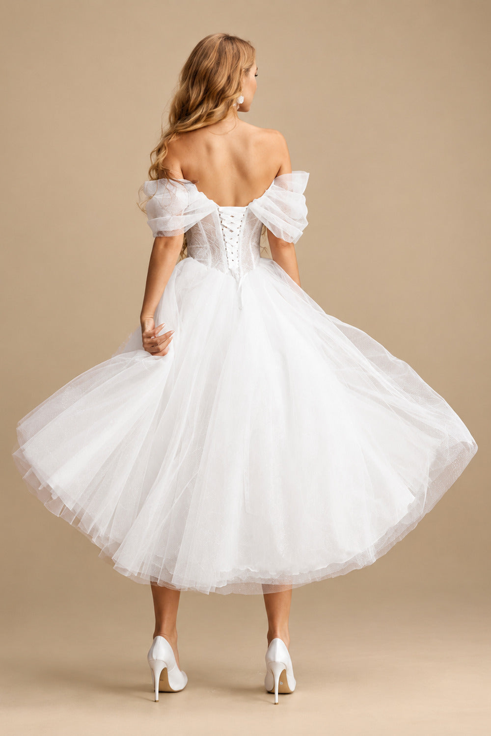 Rutipo Ivory Sweet Ball-Gown Strapless Little White Tulle Wedding Dresses
