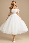Rutipo Ivory Sweet Ball-Gown Strapless Little White Tulle Wedding Dresses