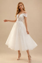 Rutipo Ivory A-Line Sweetheart Long Sleeves Elegant Tulle Wedding Dresses With Appliques Lace