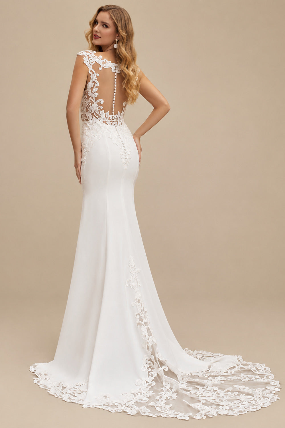 Rutipo Ivory Trumpet/Mermaid Sweetheart Elegant Lace/Elastic Satin Wedding Dresses