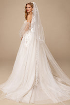Rutipo As Picture Boho Lace Tulle Off-The-Shoulder Long Sleeves Wedding Dresses