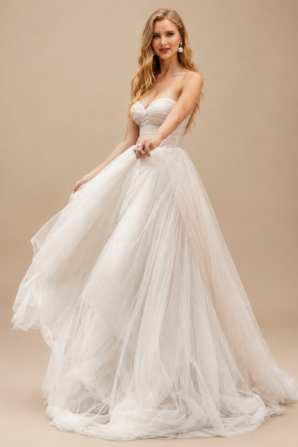 Rutipo As Picture Strapless  Tulle A-Line Boho Wedding Dresses