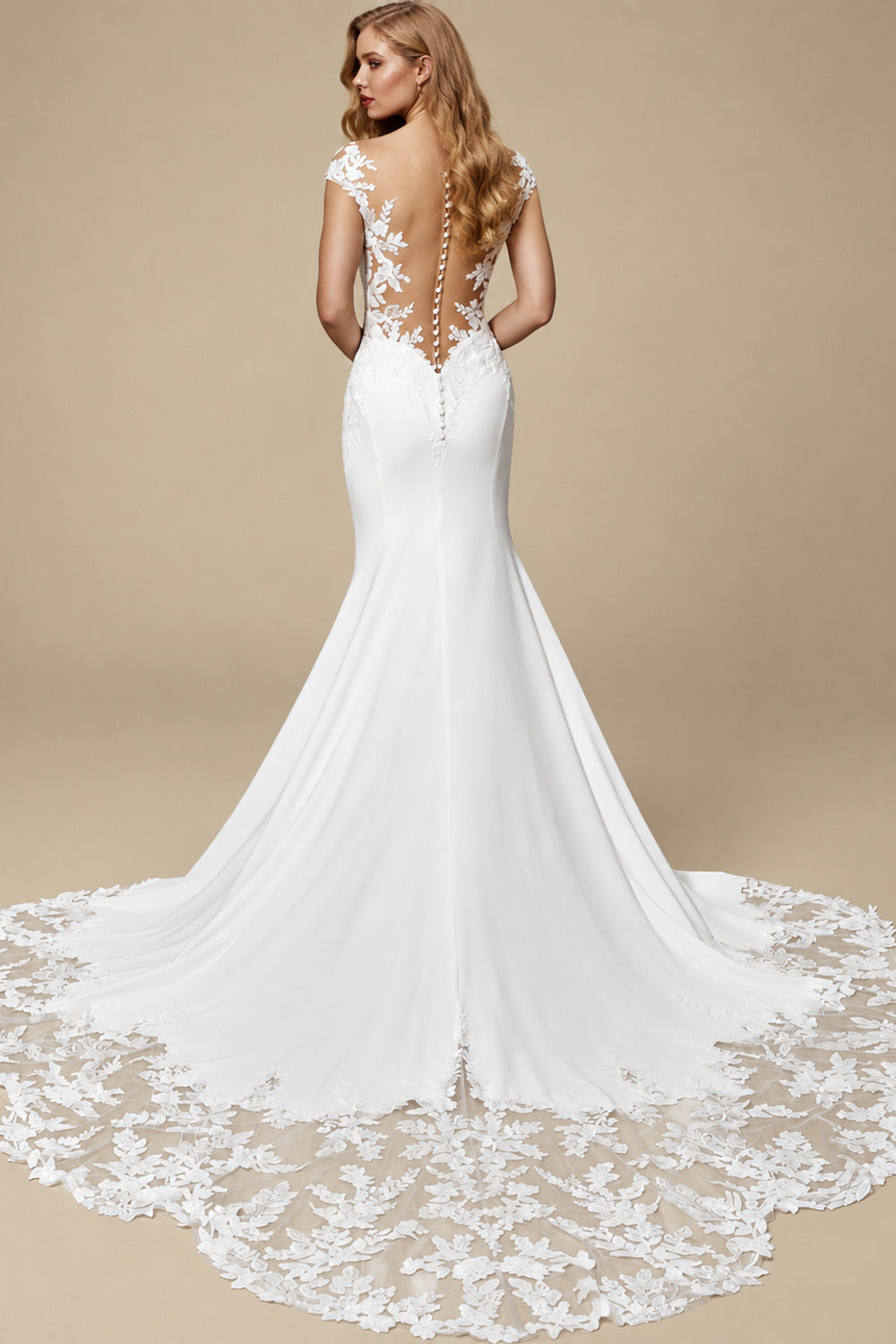 Rutipo White Trumpet/Mermaid Off-The-Shoulder Lace/Elastic Satin Wedding Dresses