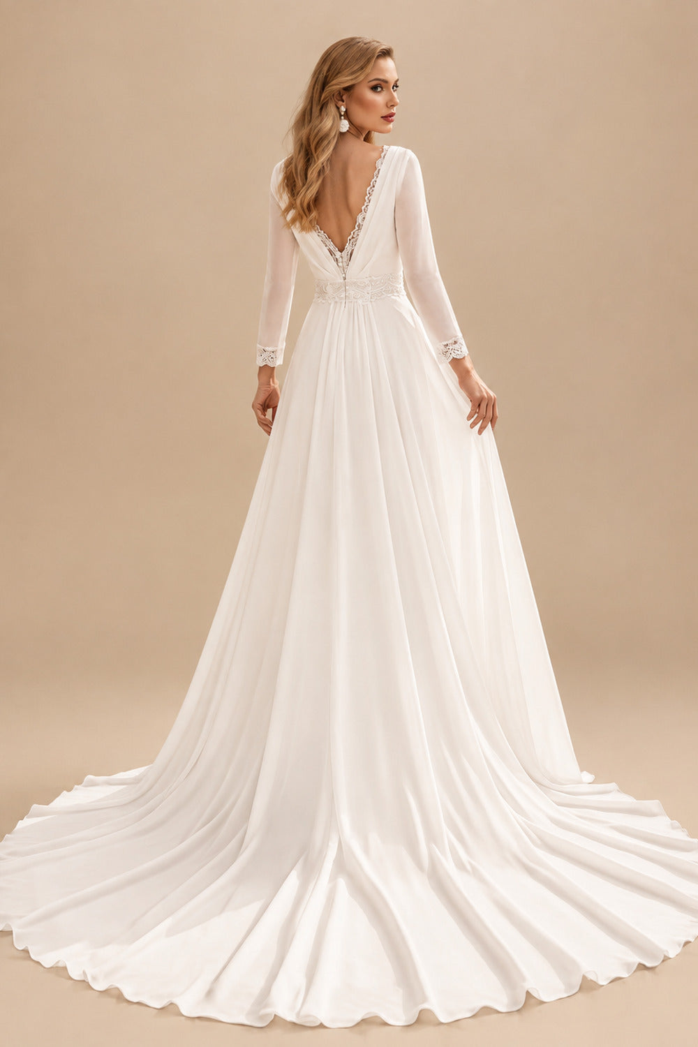 Rutipo Ivory Boho Lace Square Neckline A-Line Wedding Dresses