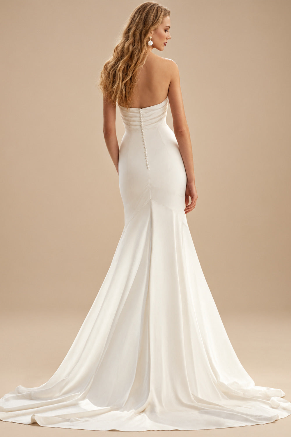 Rutipo Ivory Sweetheart Trumpet/Mermaid Wedding Dresses With Cape