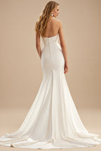 Rutipo Ivory Sweetheart Trumpet/Mermaid Wedding Dresses With Cape