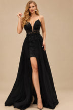 Rutipo Black Sheath/Column Sweetheart Lace Wedding Dresses With Appliques Lace