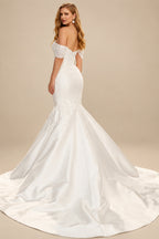 Rutipo Ivory Trumpet/Mermaid Sweetheart Sleeveless Satin Wedding Dresses With Beading