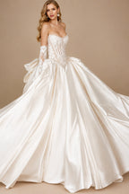 Rutipo Ivory Ball-Gown Sweetheart Sleeveless Lace/Satin Wedding Dresses With Bow(s)