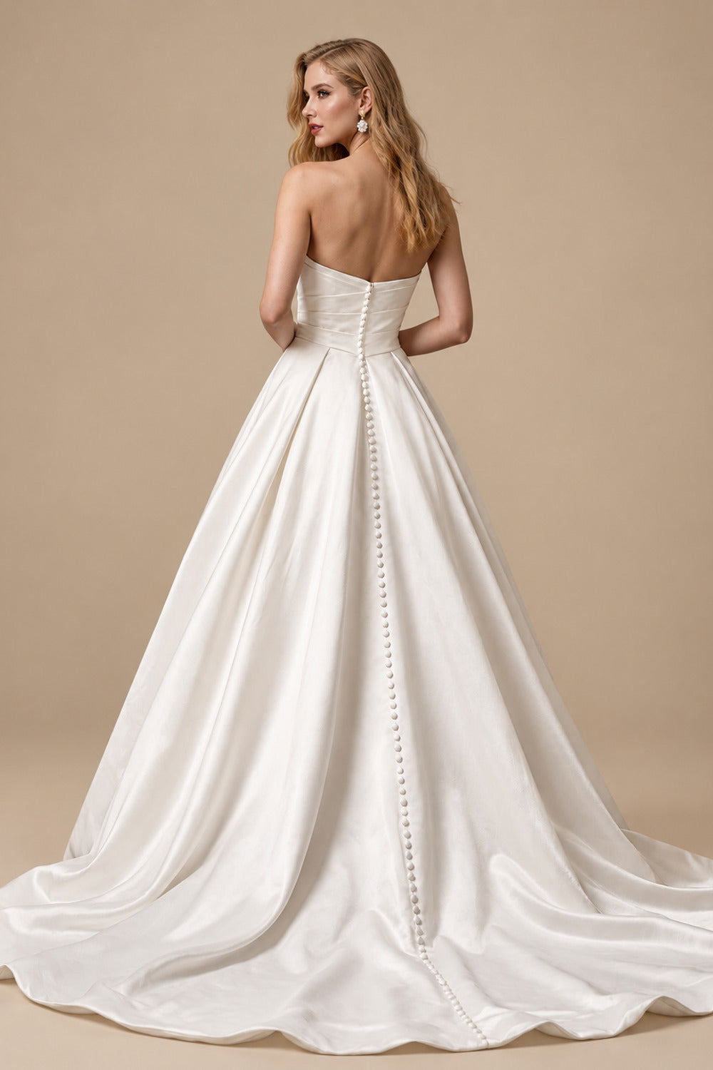 Rutipo White Elegant Ball-Gown Sleeveless Chapel Train Liquid Satin Wedding Dresses With High Split