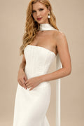 Rutipo Ivory Trumpet/Mermaid Sweetheart Sleeveless Floor-Length Matte Satin Wedding Dresses