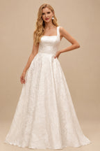 Rutipo White Elegant Cowl Neck Strapless Sleeveless Ball-Gown Court Train Wedding Dresses