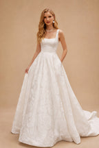 Rutipo White Elegant Cowl Neck Strapless Sleeveless Ball-Gown Court Train Wedding Dresses