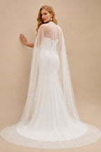 Rutipo Ivory Luxury Sweetheart Mermaid Sweep Train Italian Satin Wedding Dresses With Beading Wrap