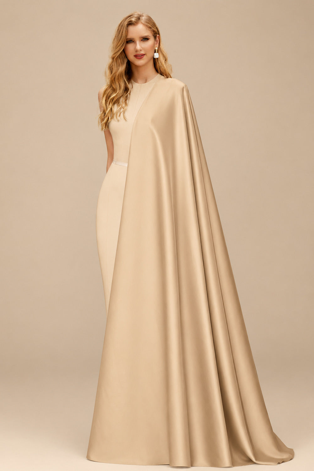 Rutipo Champagne Trumpet/Mermaid Strapless Sleeveless Sweep Train Matte Satin Wedding Dresses With High Split