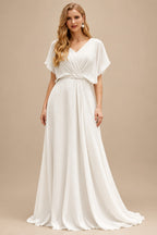 Rutipo Ivory Ball-Gown Sweetheart Sleeveless Court Train Satin Wedding Dresses With Appliques Lace Flower(s)