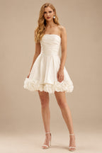 Rutipo Ivory Multiway Dress Features A Ballgown Overskirt Strapless Satin Wedding Dresses With 3D Floral