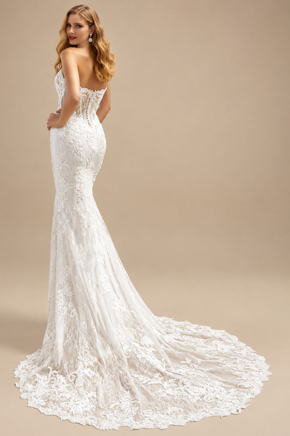 Rutipo Ivory Trumpet/Mermaid Strapless Sleeveless Detachable Wedding Dresses With Detachable Skirt