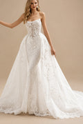 Rutipo Ivory Trumpet/Mermaid Strapless Sleeveless Detachable Wedding Dresses With Detachable Skirt