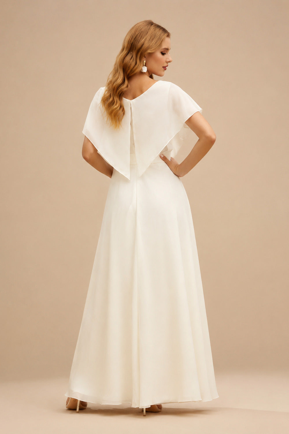 Rutipo Ivory Jumpsuit/Pantsuit Halter Sleeveless Floor-Length Chiffon/Elastic Satin Wedding Dresses With Lace