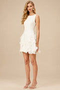 Rutipo Ivory A-Line Square Neckline Sleeveless Short/Mini Twill Satin With Flower Bride Wedding Dress