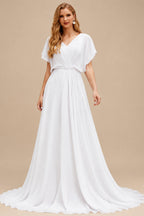 Rutipo White Trumpet/Mermaid Off-The-Shoulder Sleeveless Court Train Lace/Elastic Satin Wedding Dresses With Lace
