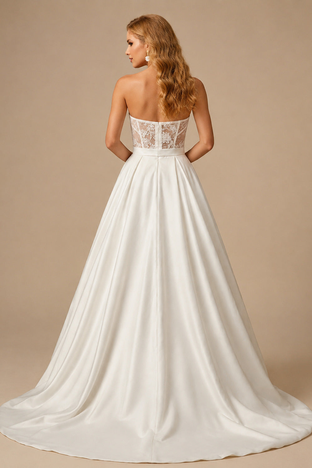 Rutipo Ivory Jumpsuit/Pantsuit Sweetheart Sleeveless Detachable Matte Satin Wedding Dresses With Appliques Lace