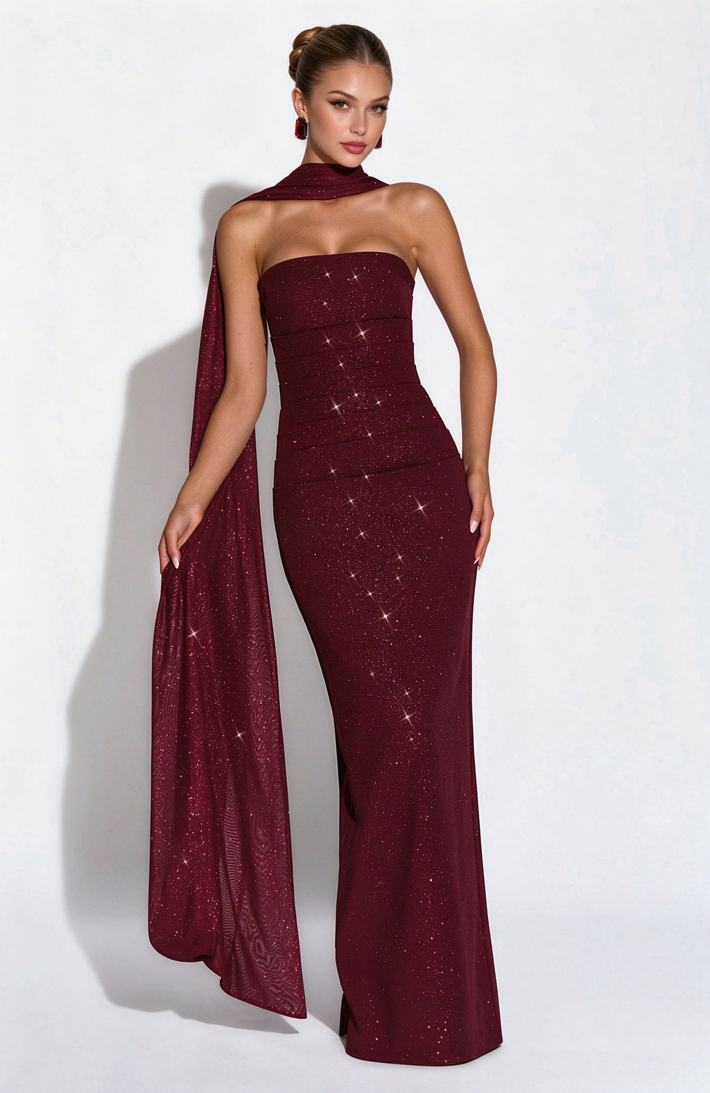 Sparkly Sequin Mermaid Prom Dress Strapless Bodycon Evening Gown